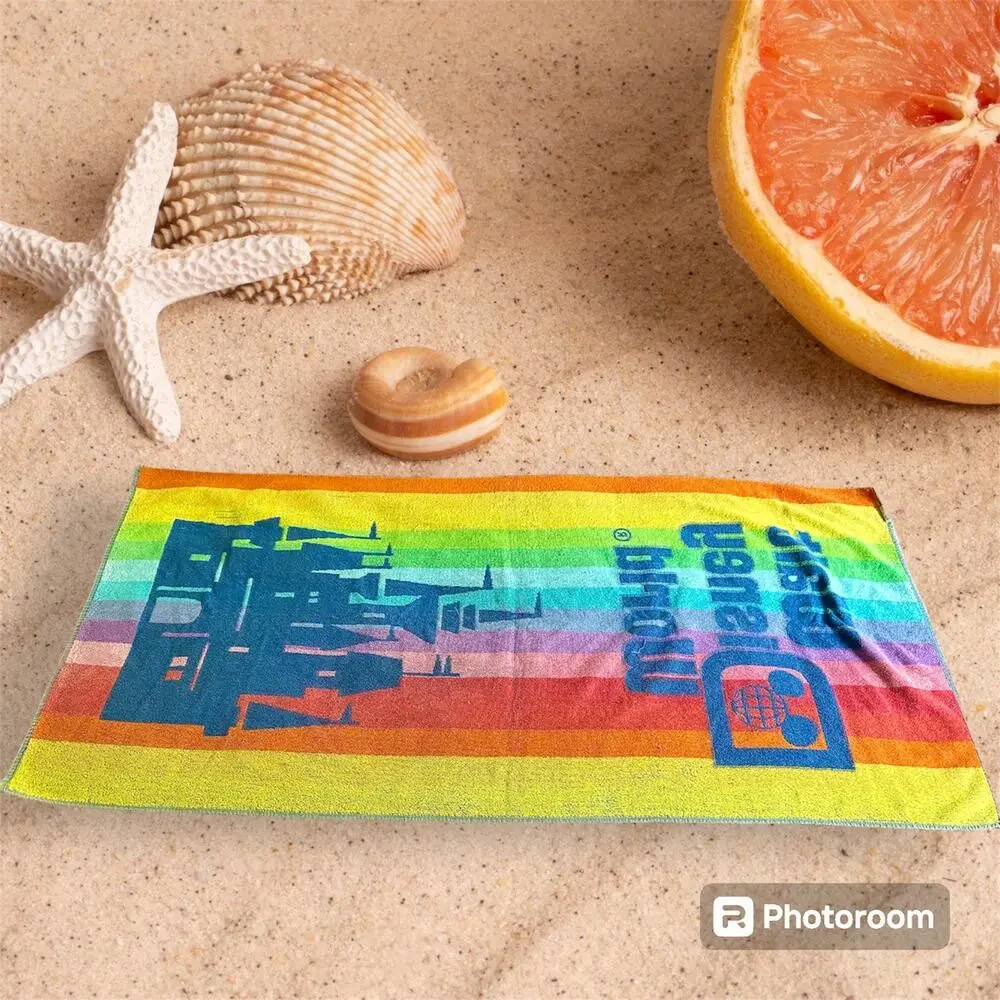 Walt Disney World VTG Rainbow Cinderella Castle Beach Towel 100% Cotton Belgium